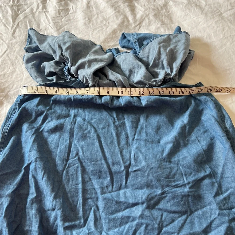 Rebecca Minkoff Off Shoulder Dress – Coastal Boho Tencel, Flowy Denim Look - Picture 6 of 7